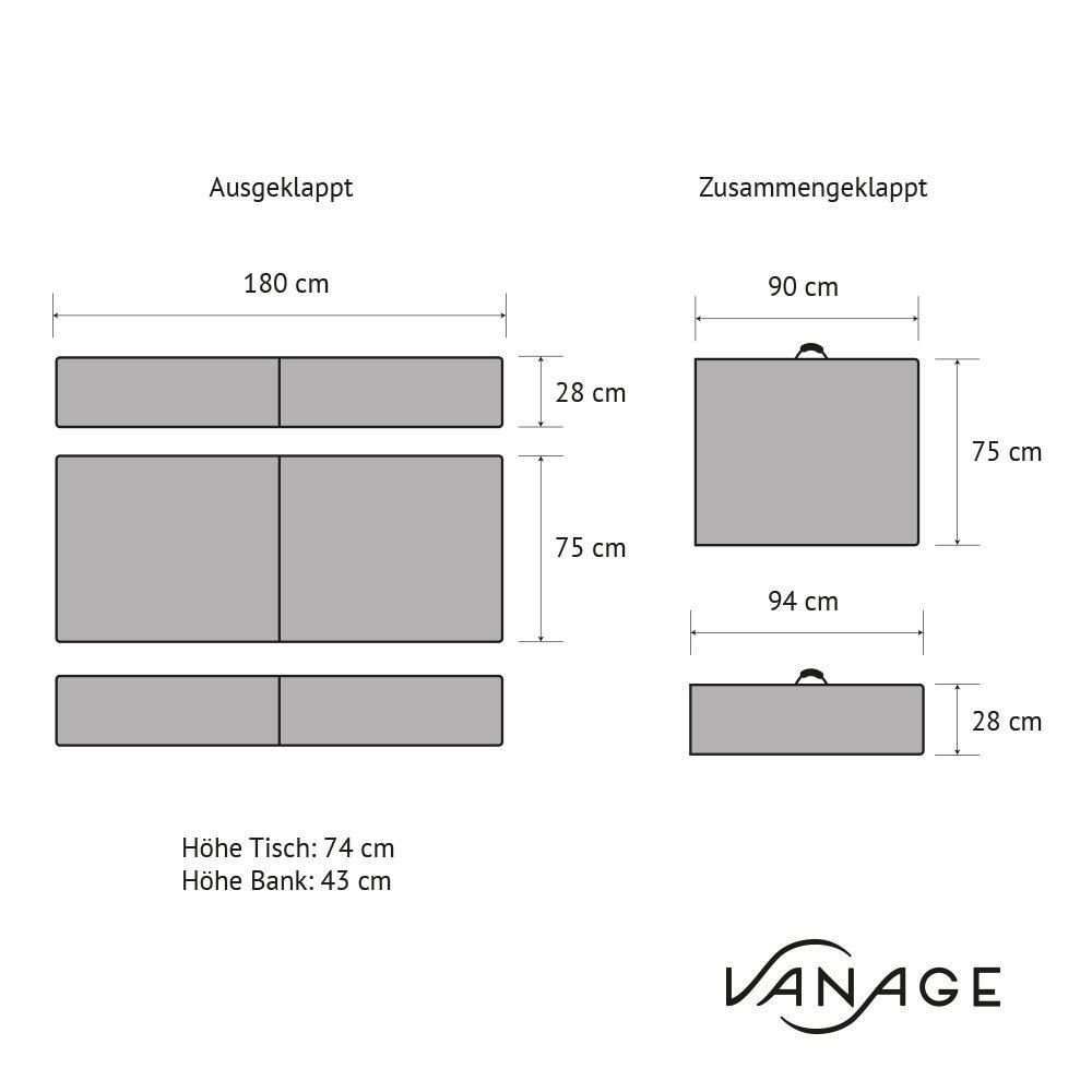 Vanage Gartenmöbel-Sets Bierbankgarnitur Fred Kunststoff, zusammenklappbar